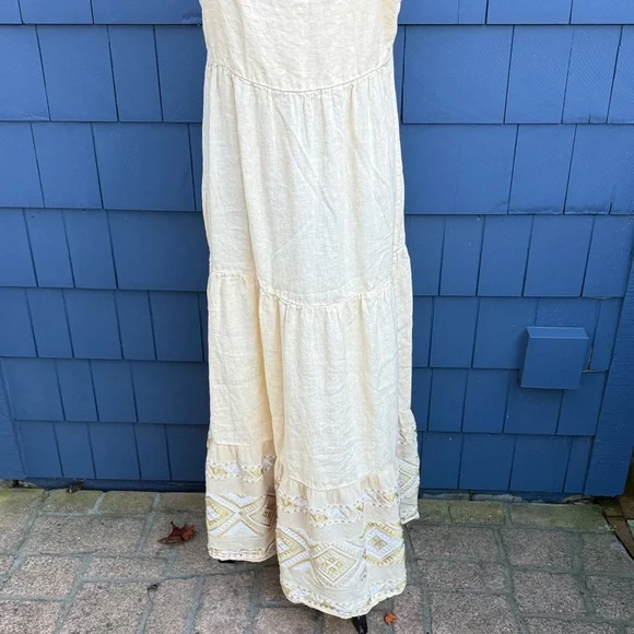 Haris Cotton L Chic Cream Maxi Dress with embroidered detail butter yellow - Picture 8 of 10